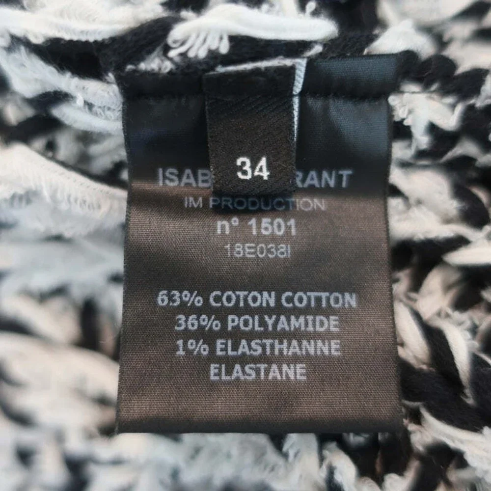 Isabel Marant Pullover Sweater Wenji White/Black Cotton-Blend Loose Knit Size 34 - Picture 7 of 8